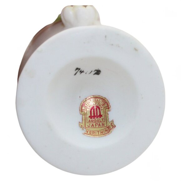 Vintage Ardalt Japan Verithin White Ceramic Vase With Pastel Floral Design & Orn - Picture 5 of 7